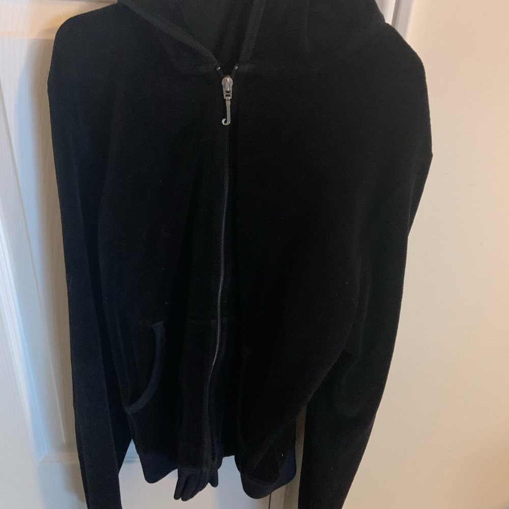 Juicy Couture Black Hoodie with Sequin Dog on Back (Size: X-Large)